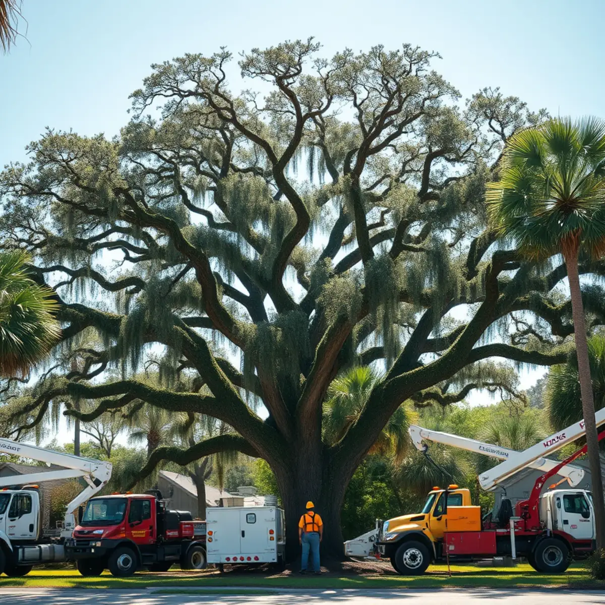 A large protected live oak on a Savannah residential lot, the kind of tree the city ordinance may regulate