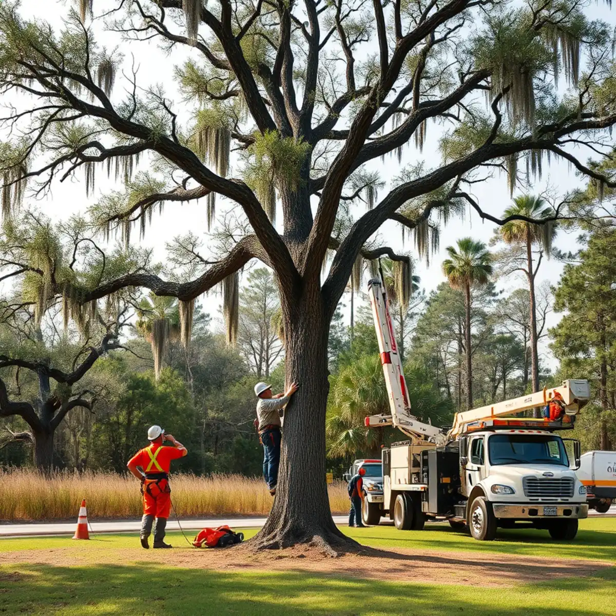 A healthy well-pruned yard tree in a southeast Georgia landscape across the seasons