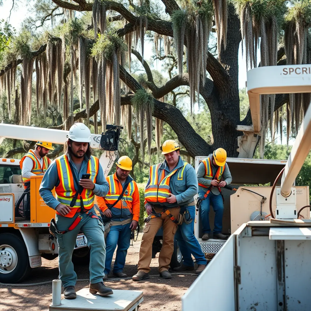 Tree service crew working in Baxley, GA