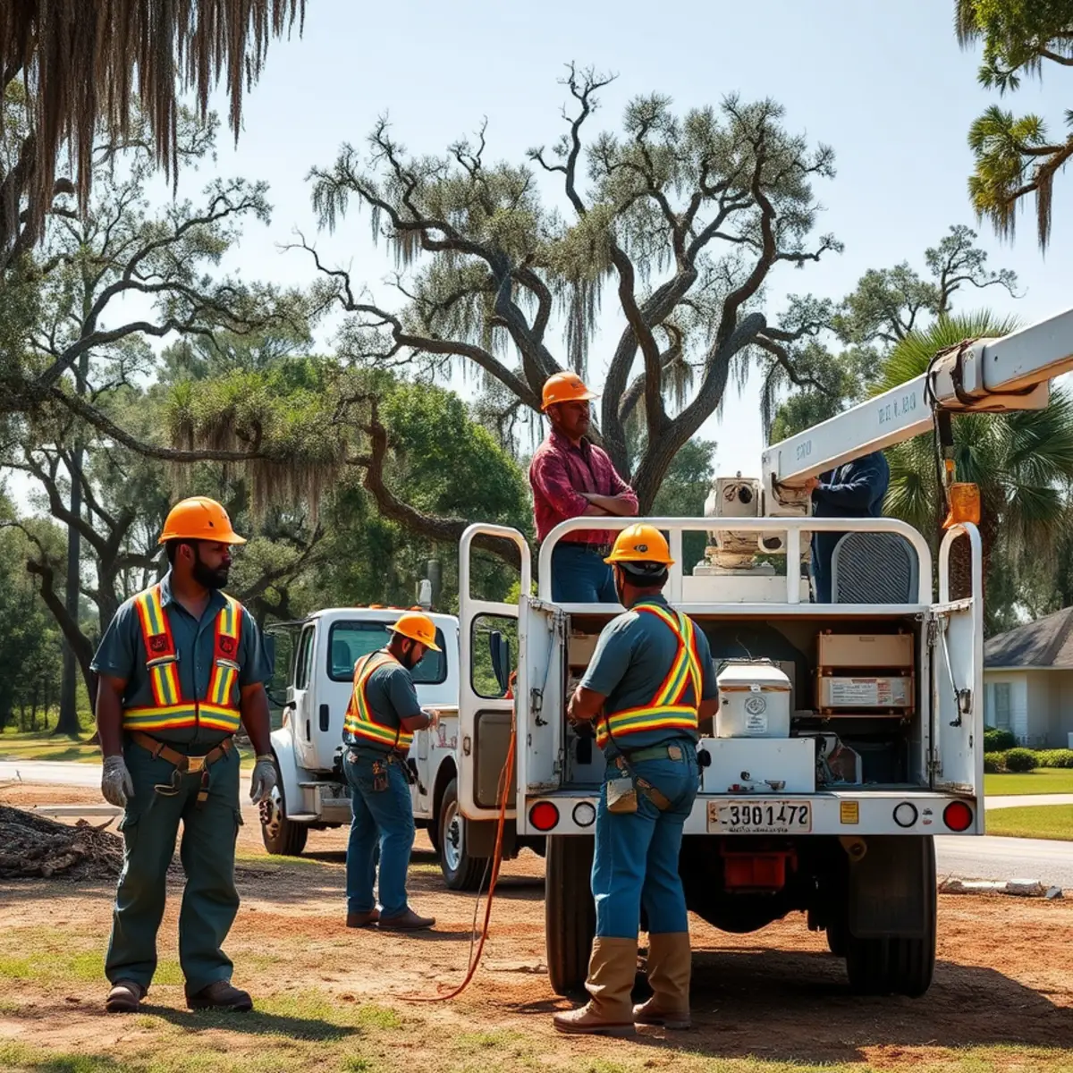 Tree service crew working in Brooklet, GA
