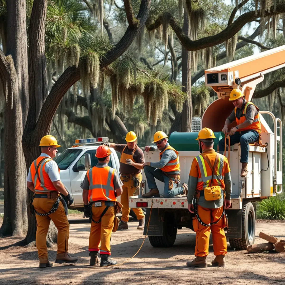 Tree service crew working in Folkston, GA