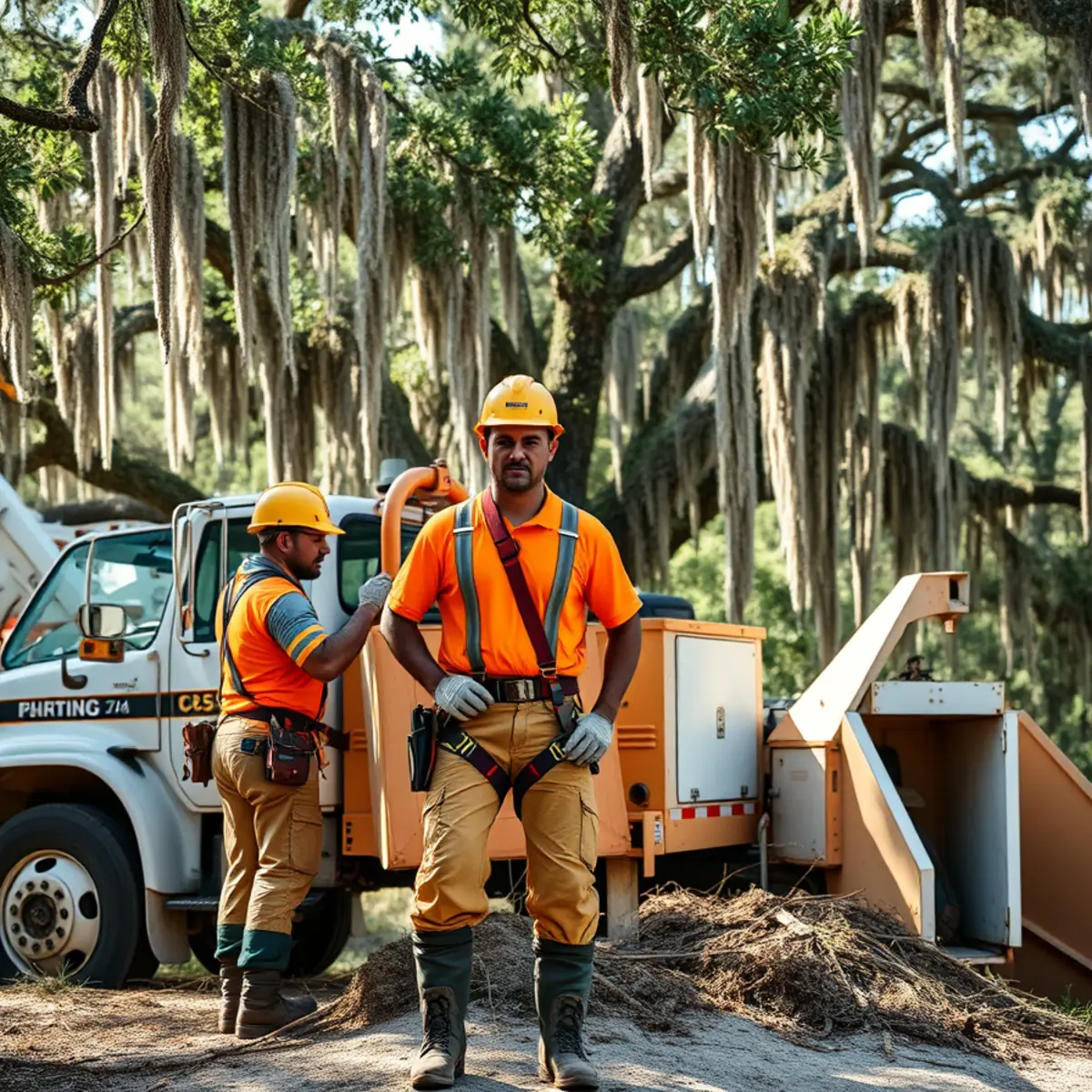 Tree service crew working in Gum Branch, GA