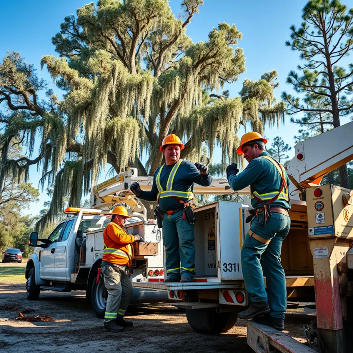Tree service crew working in Ludowici, GA