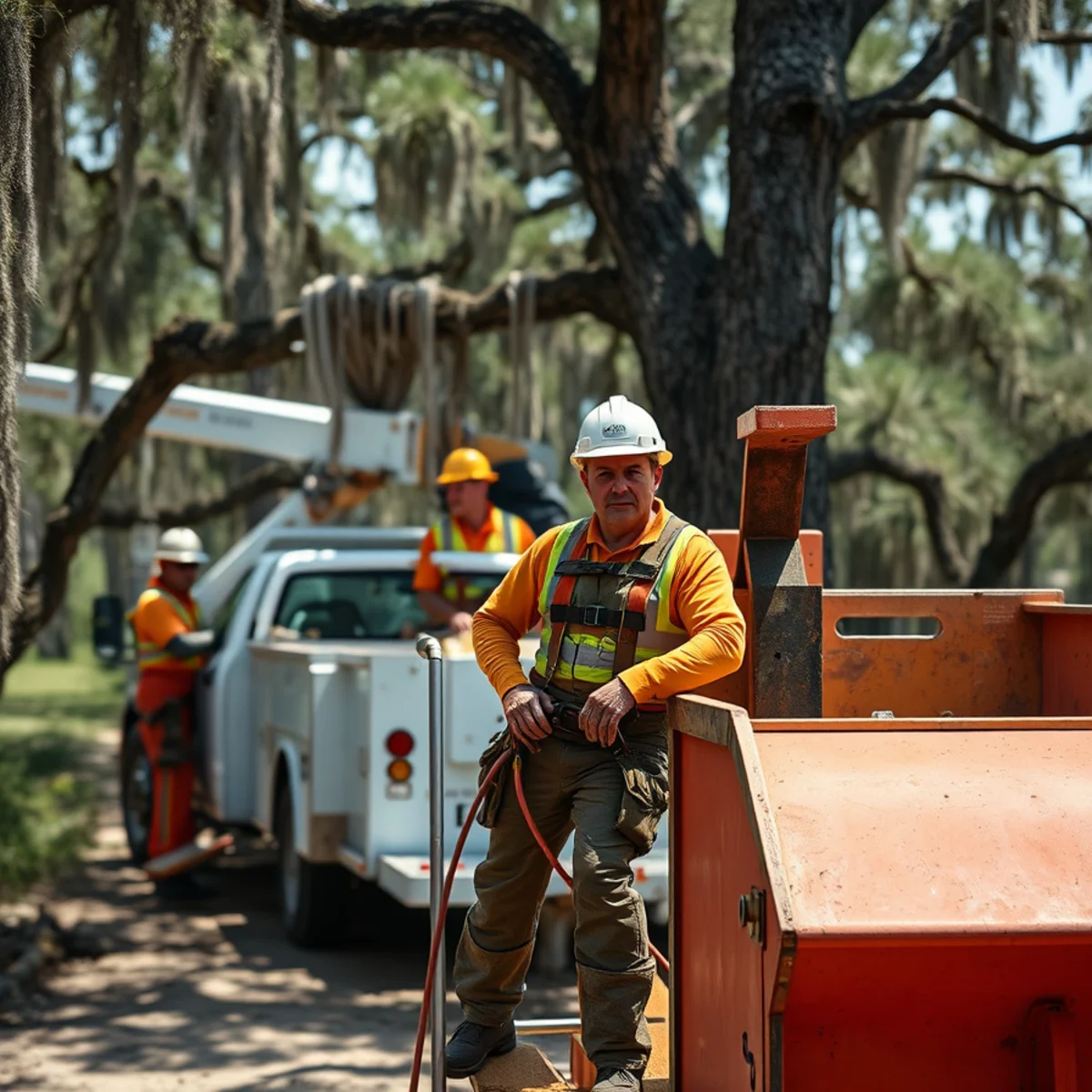 Tree service crew working in Odum, GA