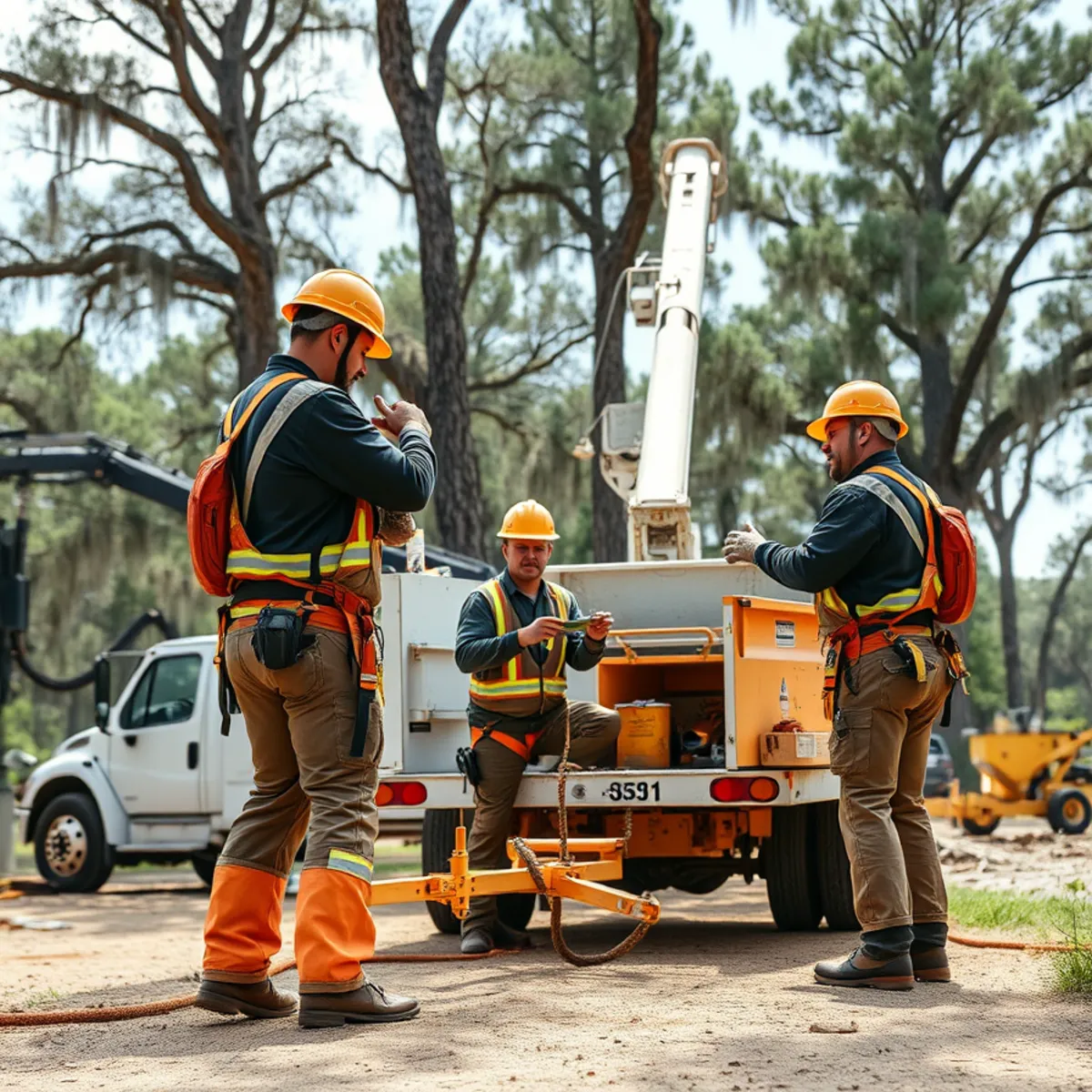Tree service crew working in Soperton, GA