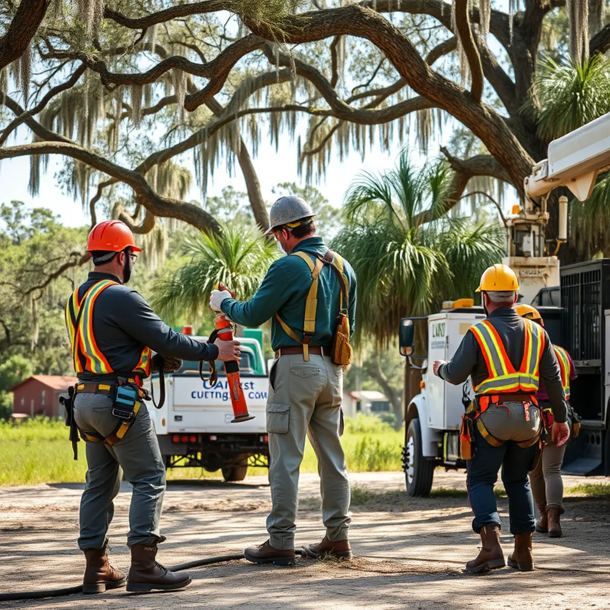 Tree service crew working in St. Simons Island, GA