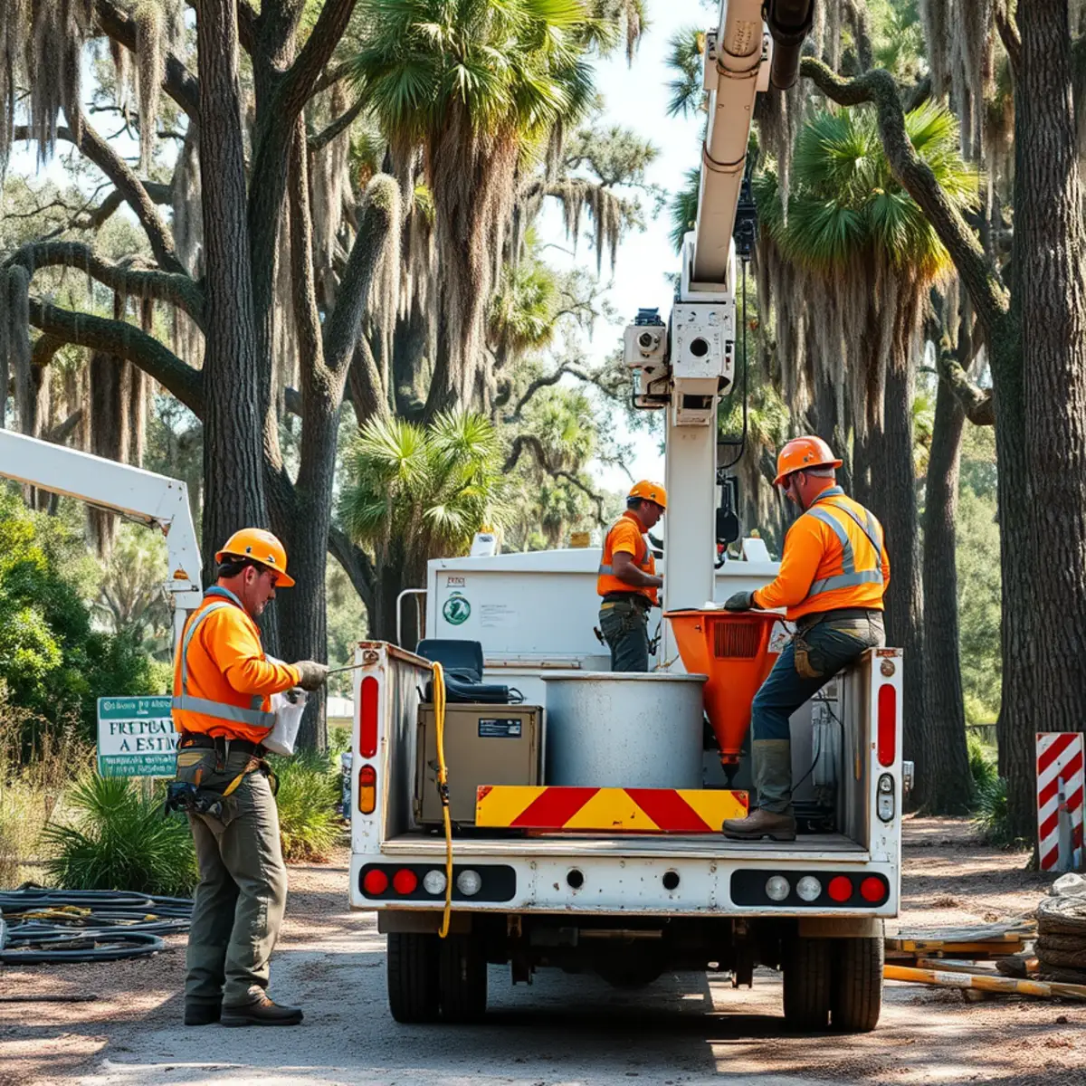 Tree service crew working in Thunderbolt, GA