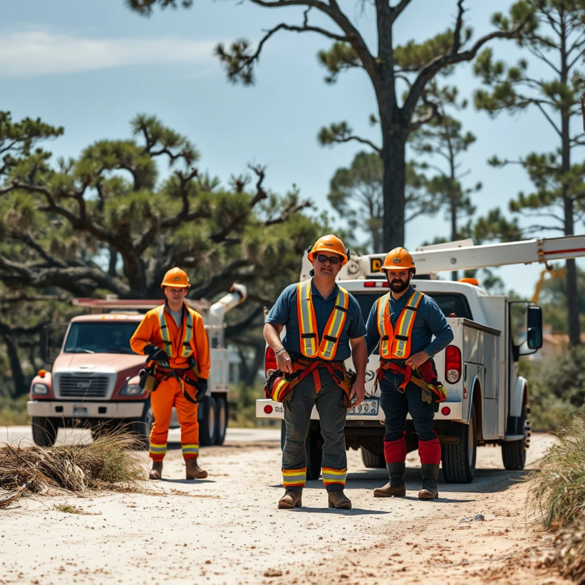 Tree service crew working in Tybee Island, GA