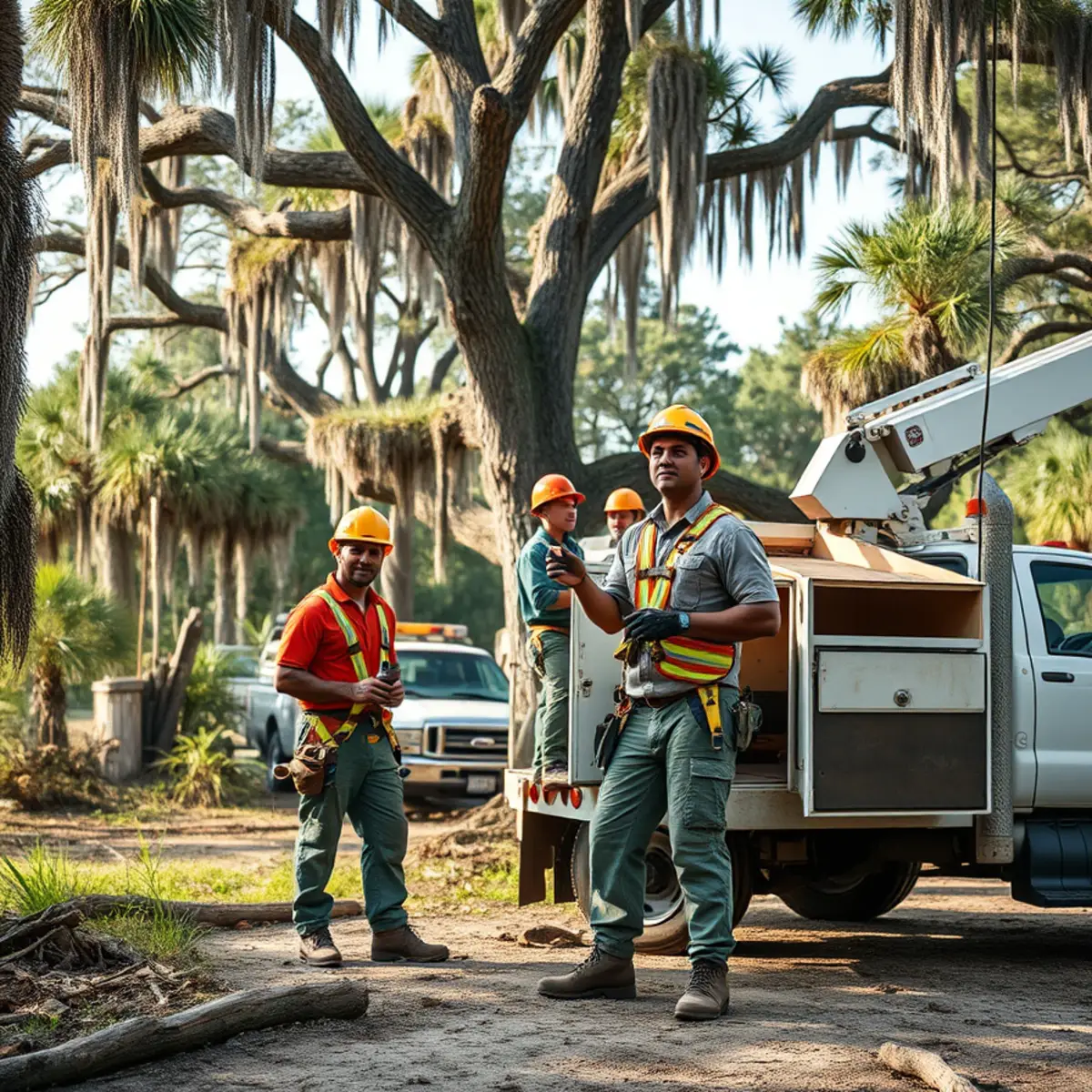 Tree service crew working in Vernonburg, GA